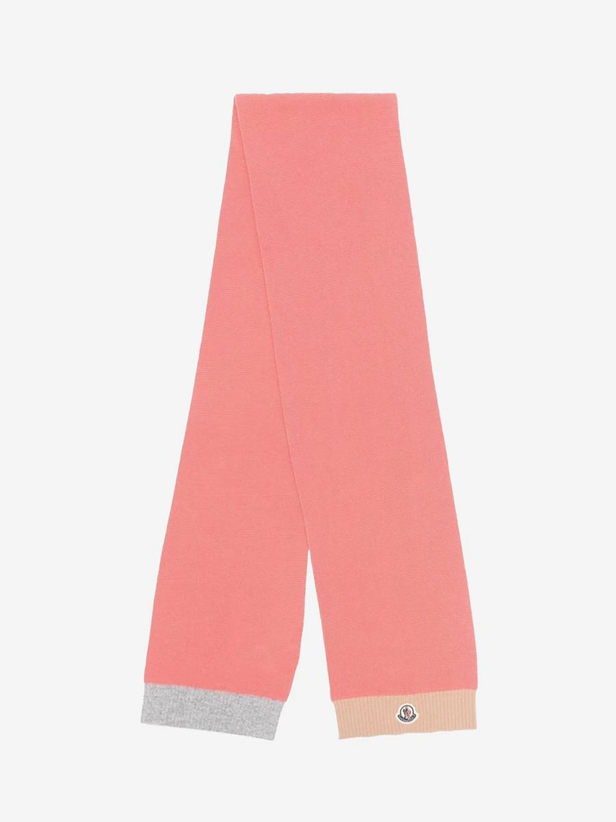 Moncler Enfant Girls' Wool Knitted Scarf with Logo - Warm Winter Accessory for Kids