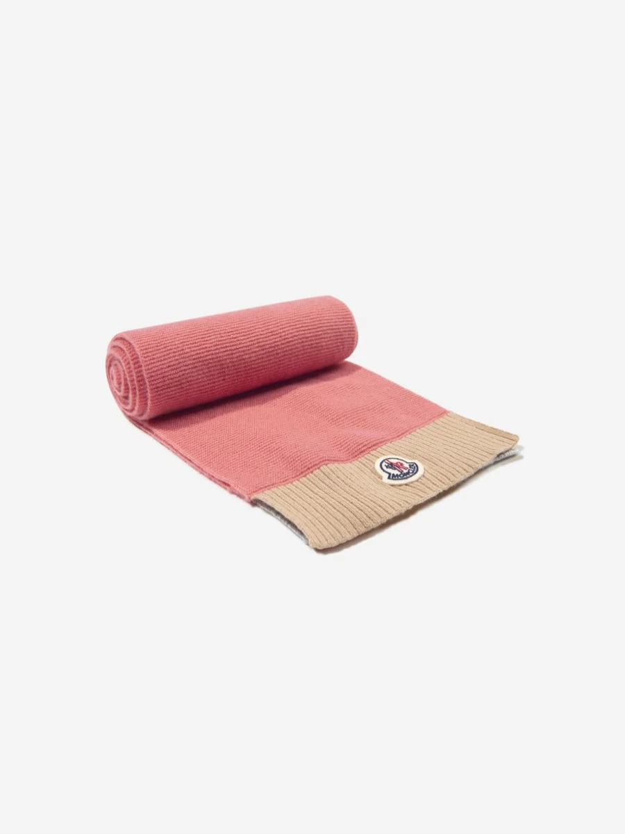 Moncler Enfant Girls' Wool Knitted Scarf with Logo - Warm Winter Accessory for Kids