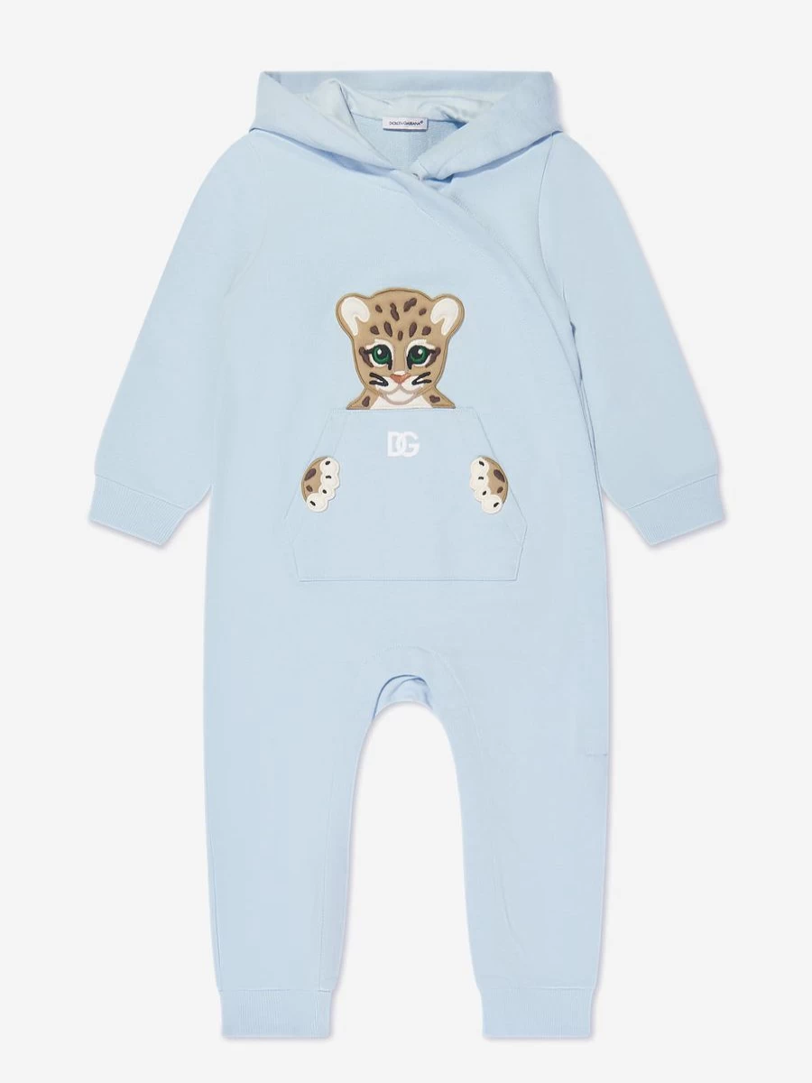 Dolce & Gabbana Kids Baby Blue Hooded Onesie for Boys