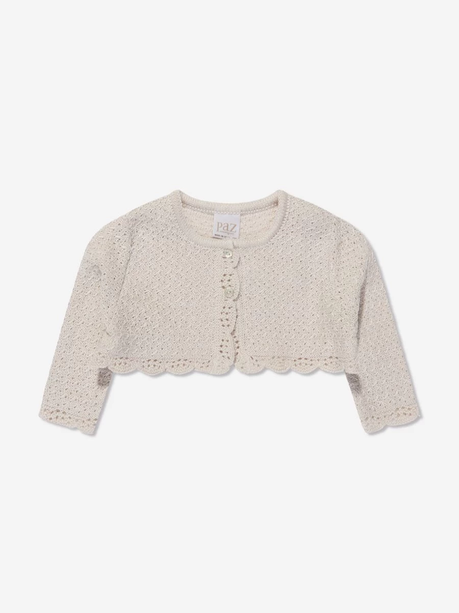 Paz Rodriguez Ivory Knitted Cardigan for Baby Girls – Soft & Cozy