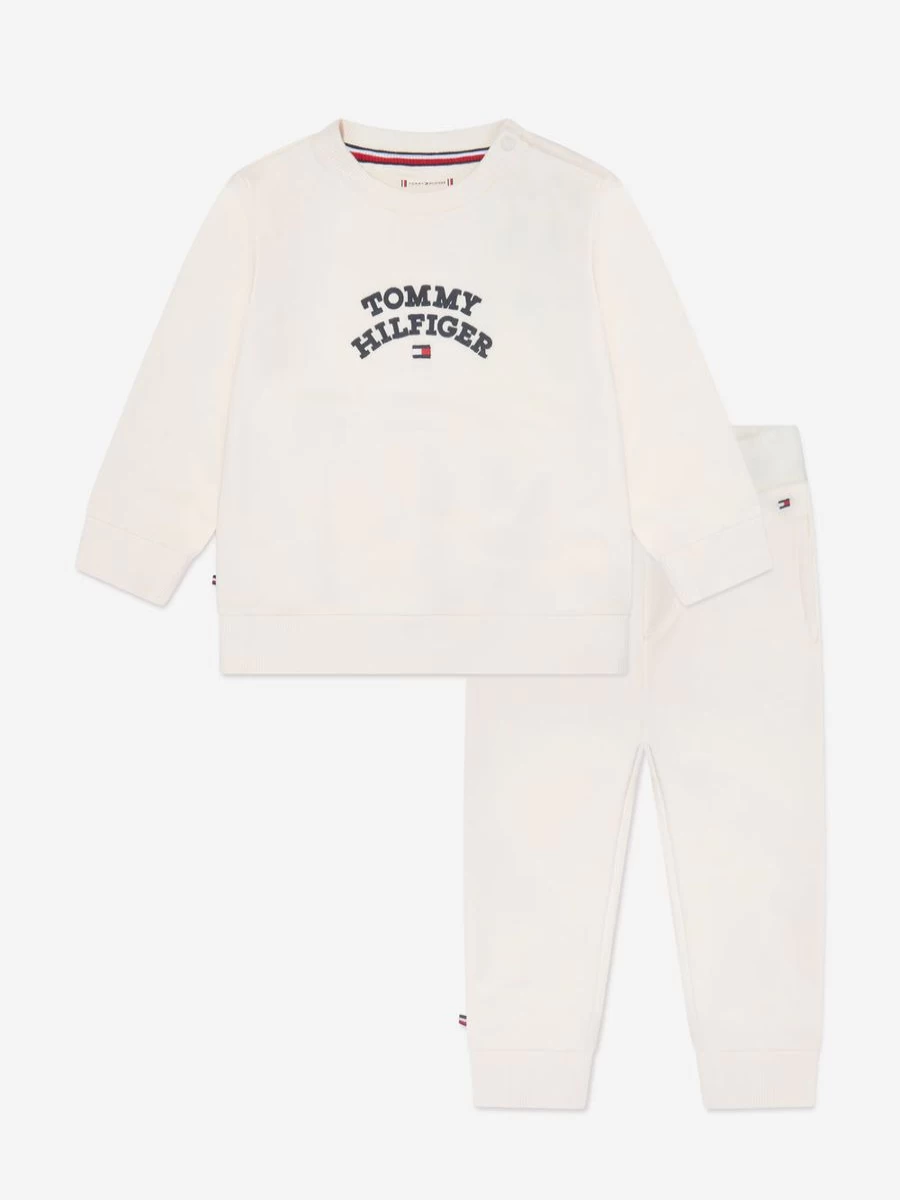 Tommy Hilfiger Girls White Flag Logo Tracksuit for Baby