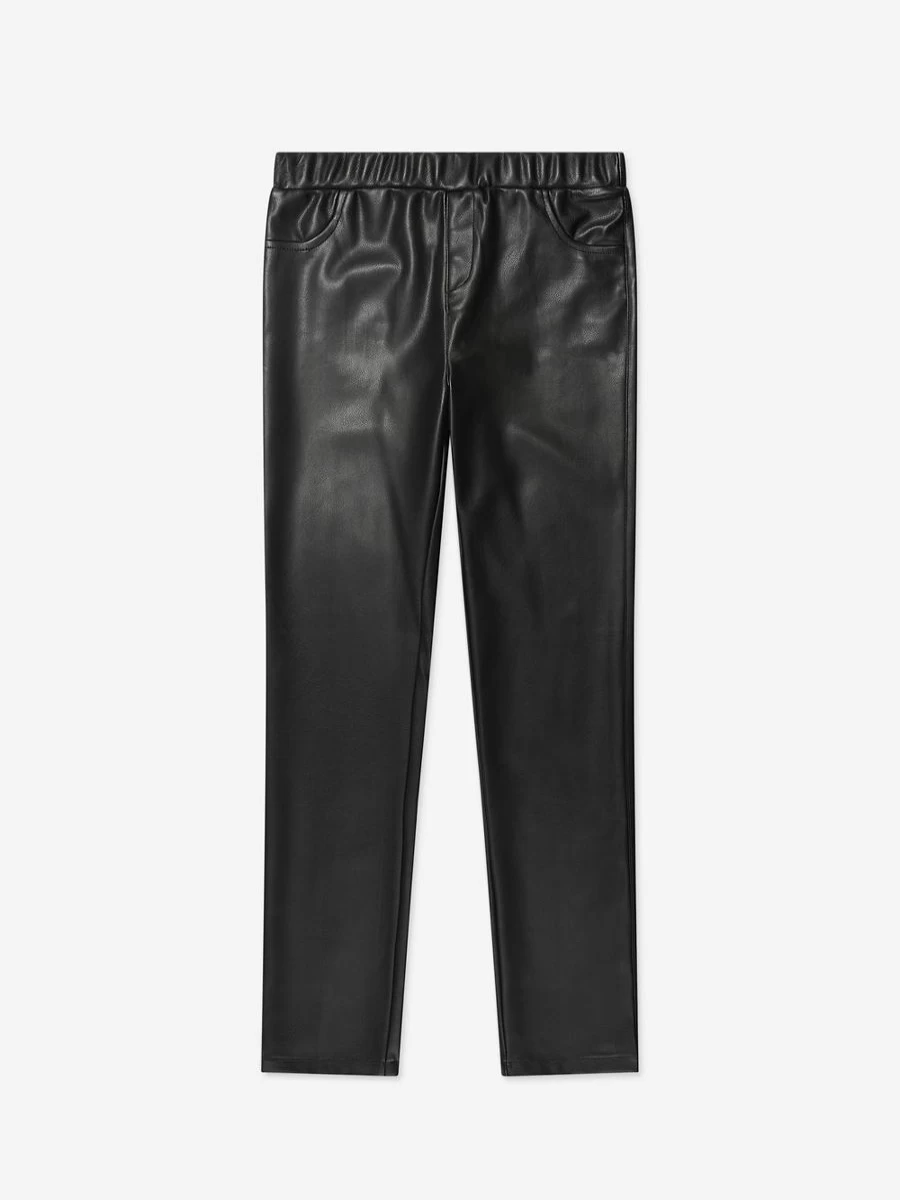 Guess Girls Black Faux Leather Jeggings - Stretch Comfort & Stylish Fit