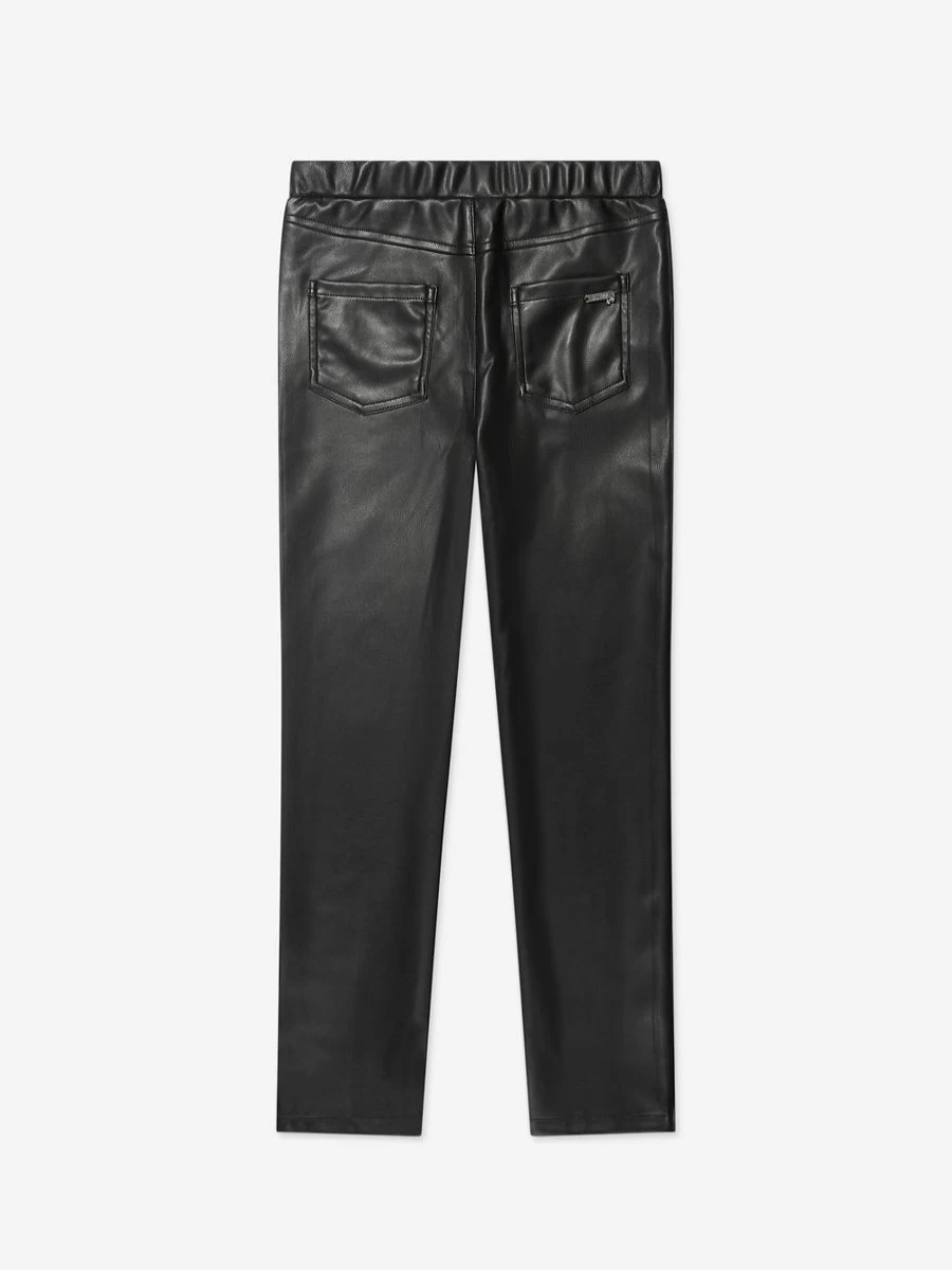 Guess Girls Black Faux Leather Jeggings - Stretch Comfort & Stylish Fit