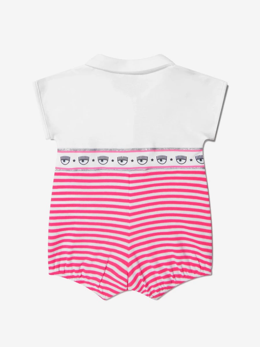 Chiara Ferragni Baby Girls Striped Cotton Romper - Soft & Stylish Outfit