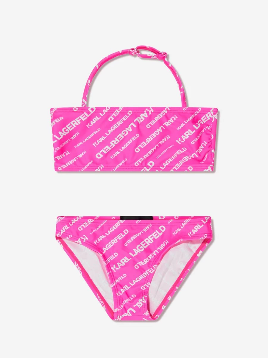 Karl Lagerfeld Teen Girls Pink Logo Print Bikini Swimwear