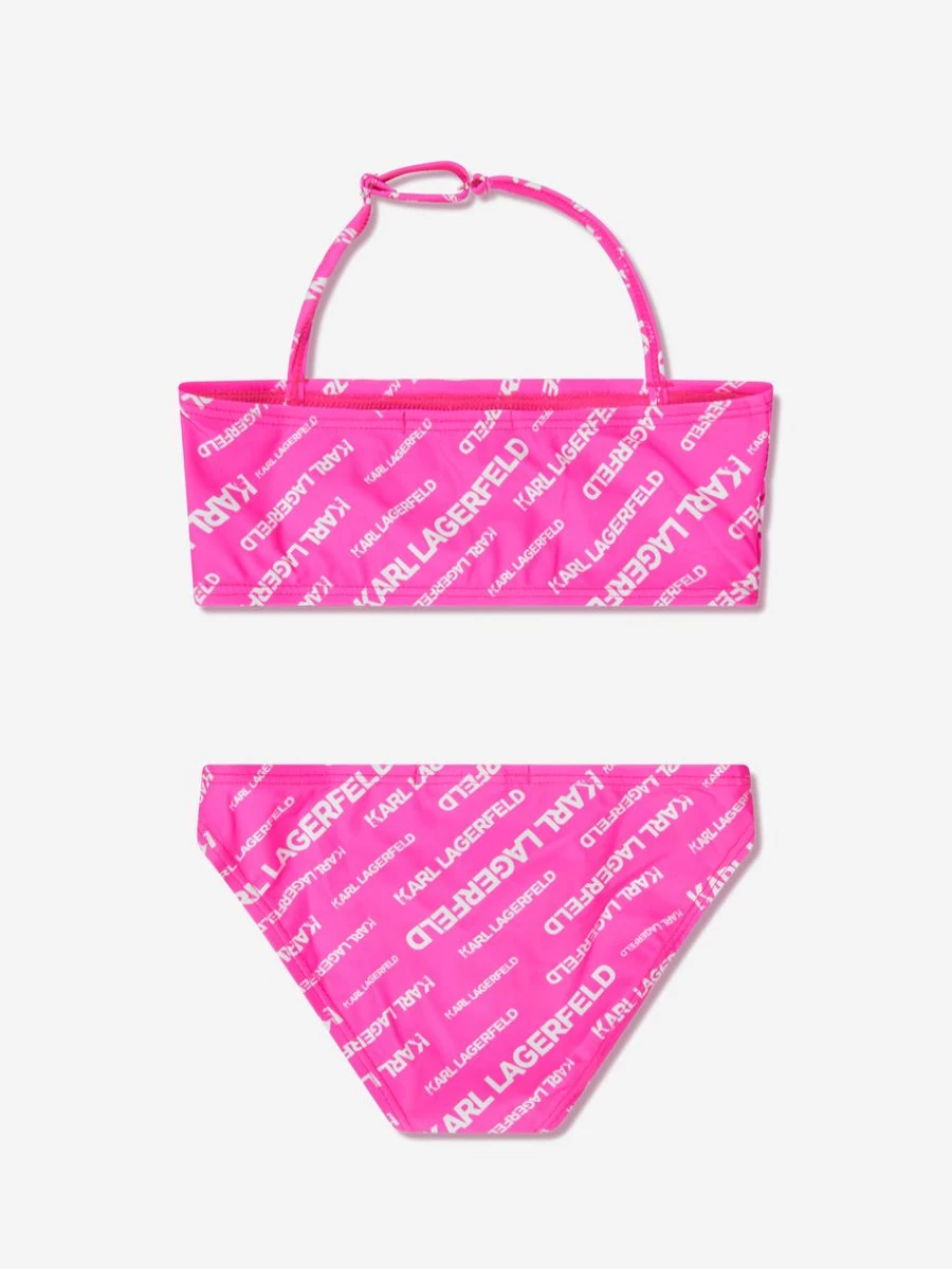 Karl Lagerfeld Teen Girls Pink Logo Print Bikini Swimwear