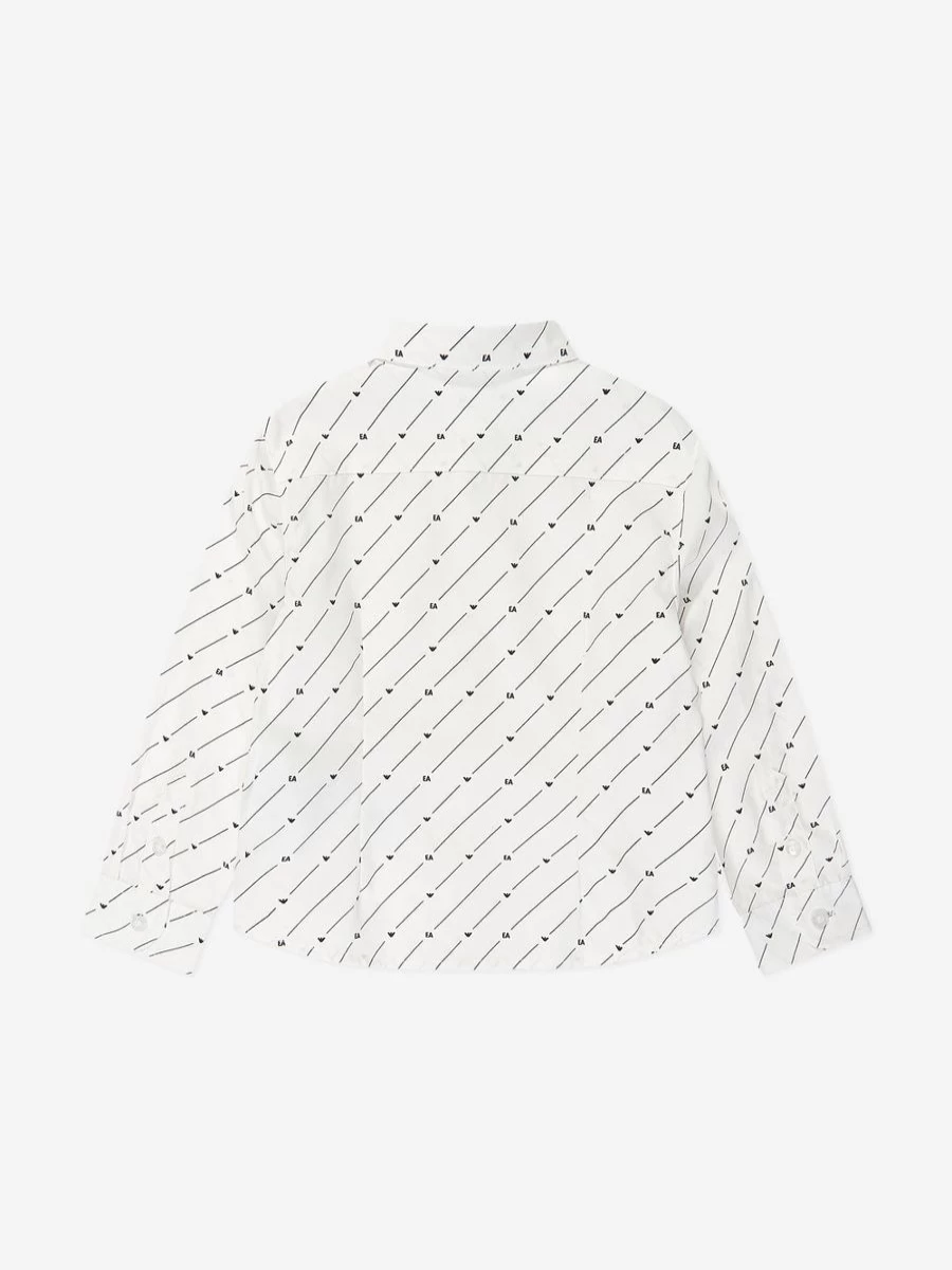 Emporio Armani Boys White Logo Shirt for Kids - Classic Cotton Tee