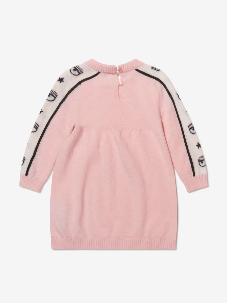 Chiara Ferragni Baby Girls' Knitted Dress with Logo Tape | Stylish & Comfortable Toddler Outfit