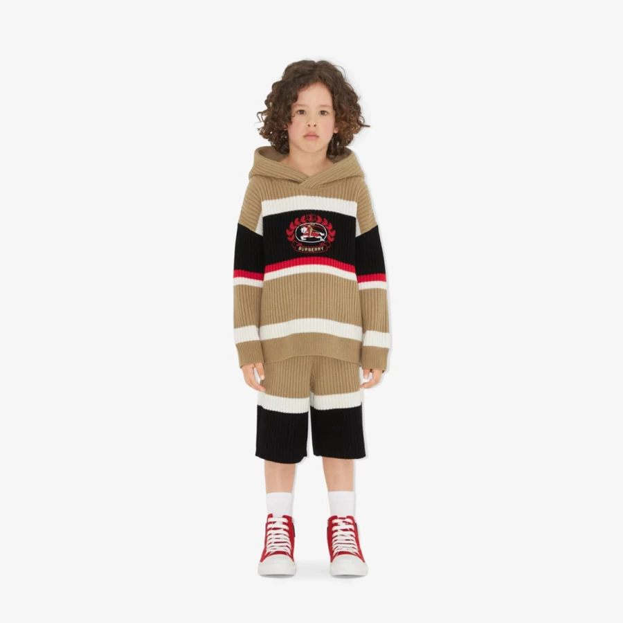 Burberry Kids Teen Boys Jaimie Stripe Shorts - Archive Beige Casual Summer Shorts