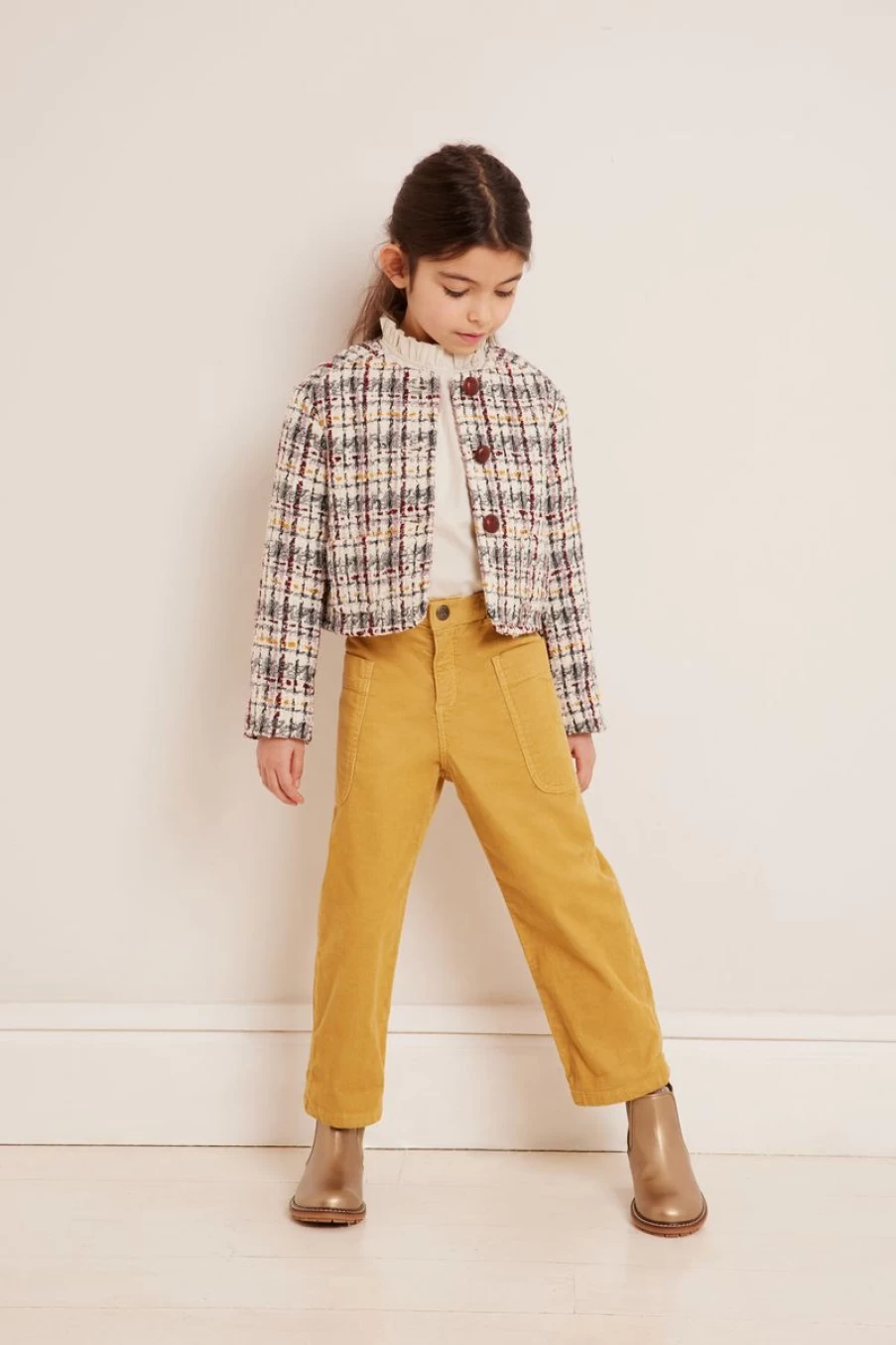 Bonpoint Girls Yellow Looping Trousers for Toddlers and Kids