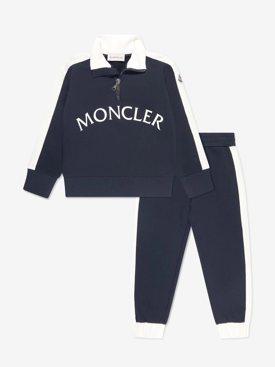 Moncler Enfant Boys' Black Logo Tracksuit for Teens - Stylish & Comfortable