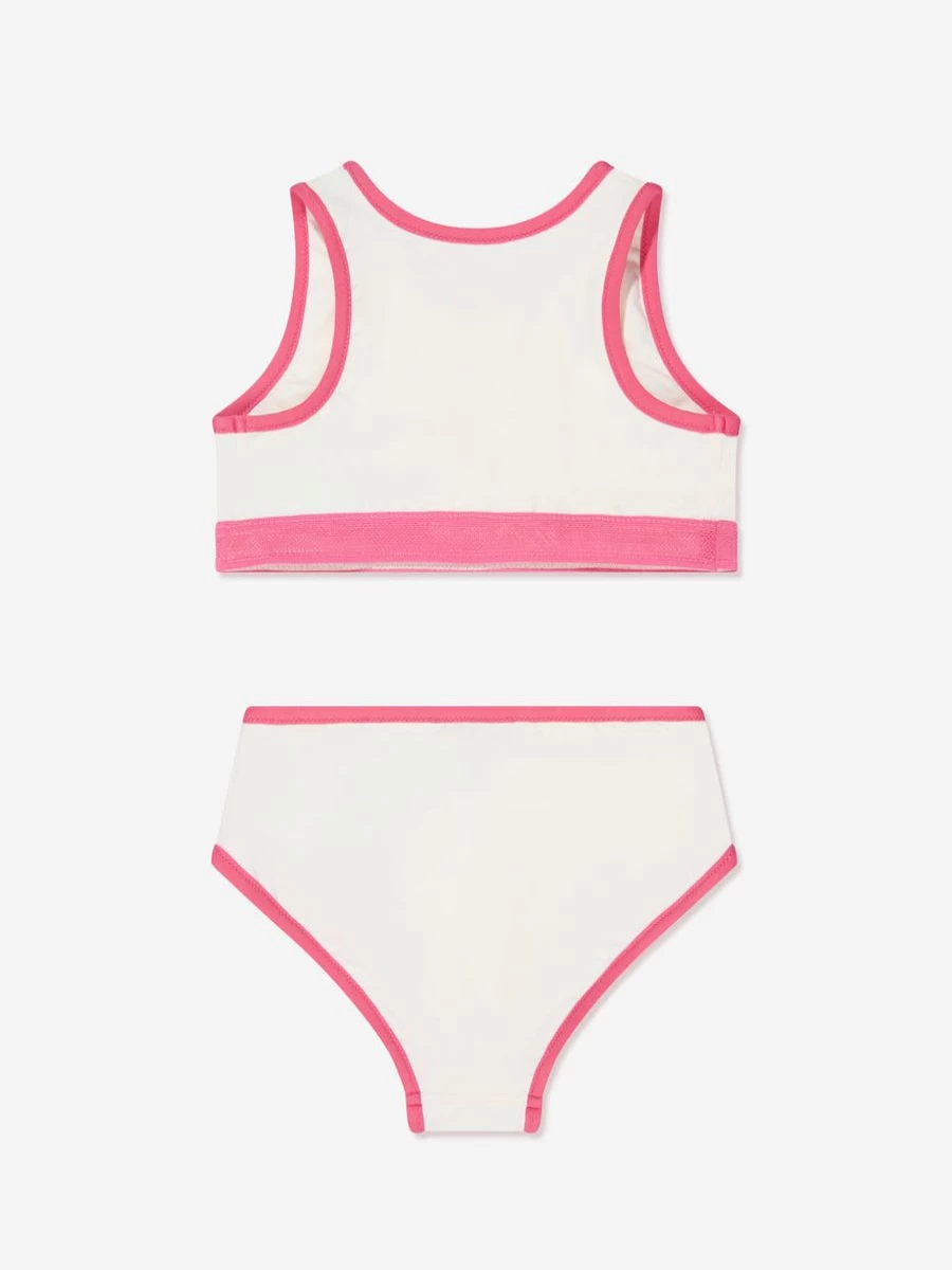 Moncler Enfant Girls White Logo Bikini Swimwear for Kids