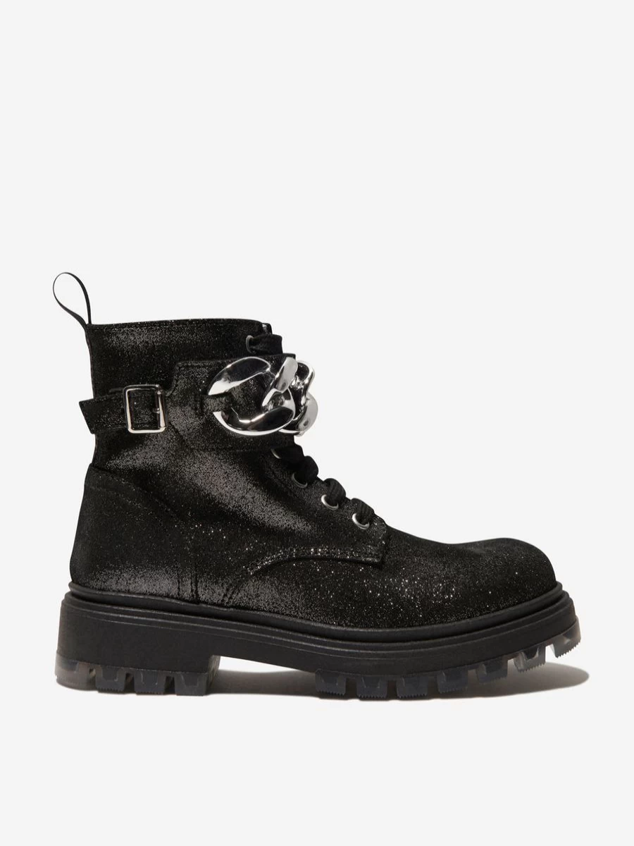 Monnalisa Girls' Suede Glitter Ankle Boots | Sparkly Winter Footwear for Kids | Childsplay Clothing Collection