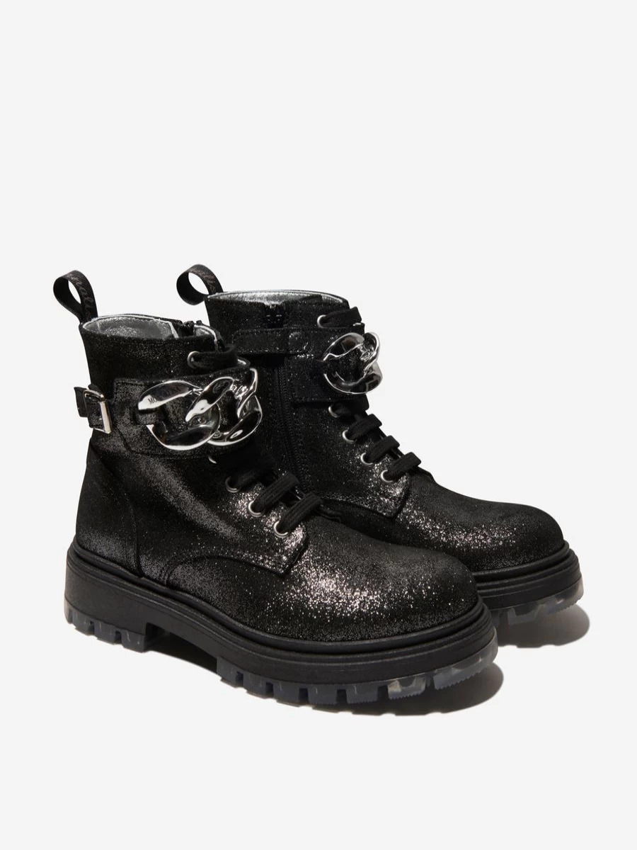 Monnalisa Girls' Suede Glitter Ankle Boots | Sparkly Winter Footwear for Kids | Childsplay Clothing Collection