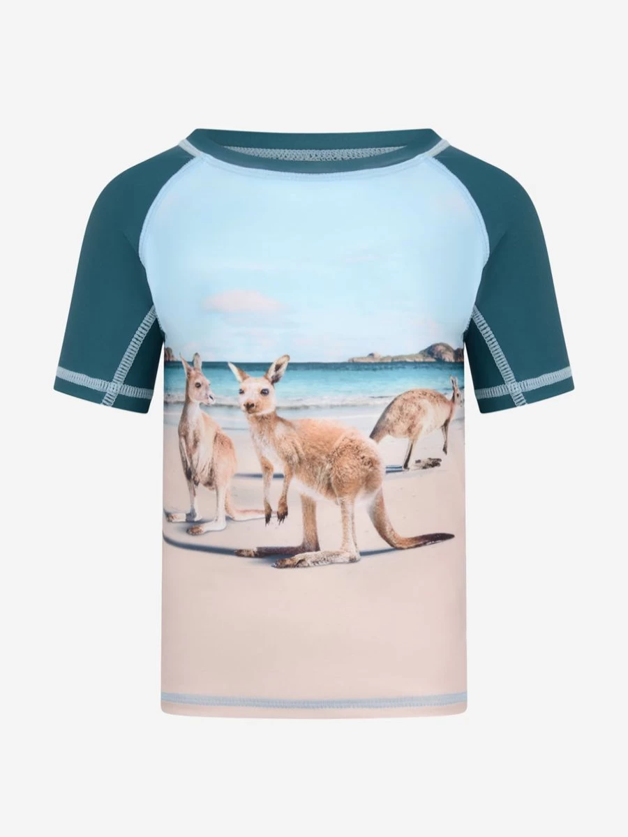 Molo Boys UPF 50+ Kangaroo Print Swim Shirt - Sun Protective Baby Beach Top