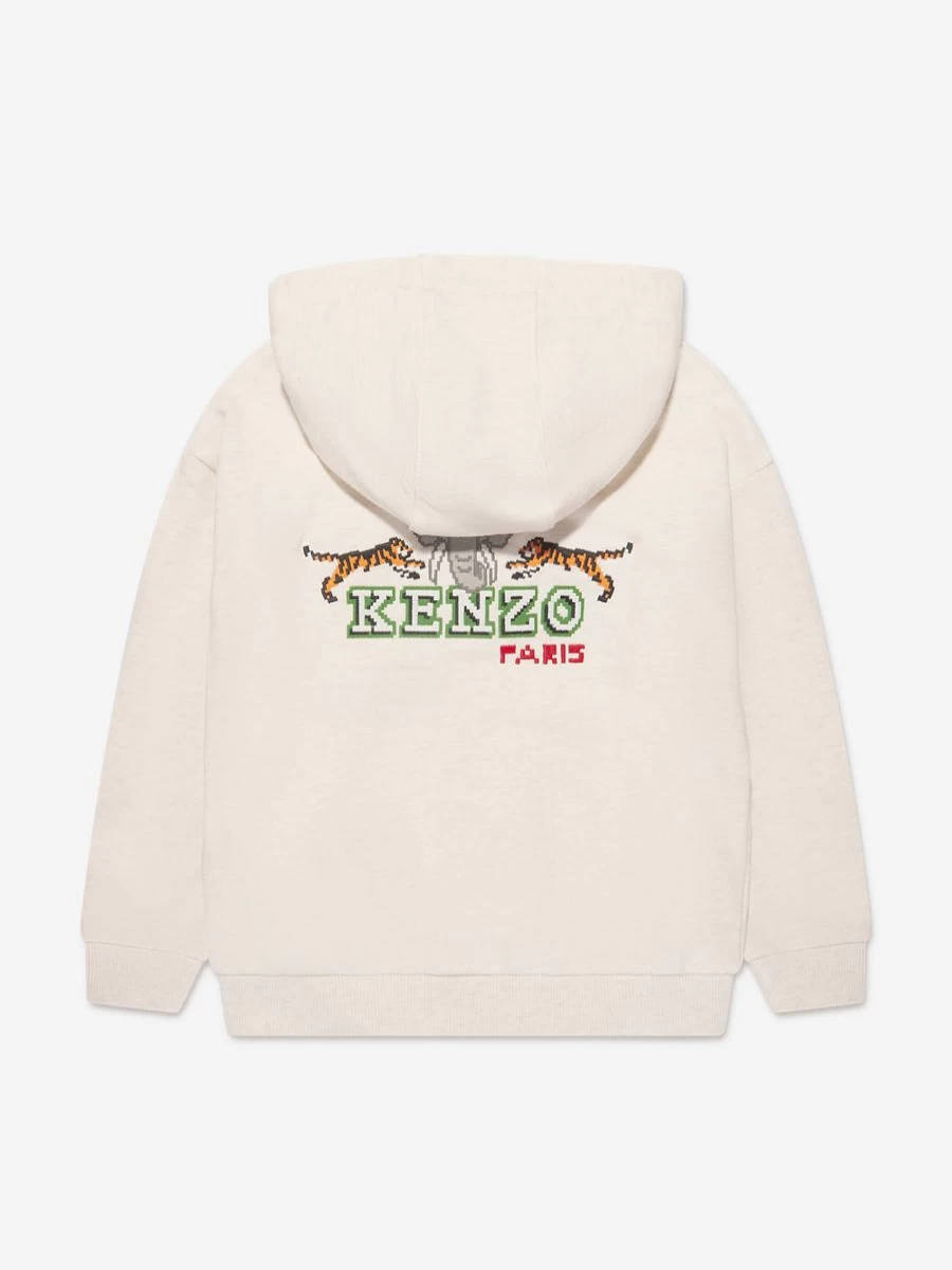 KENZO KIDS Boys Ivory Logo Zip-Up Hoodie