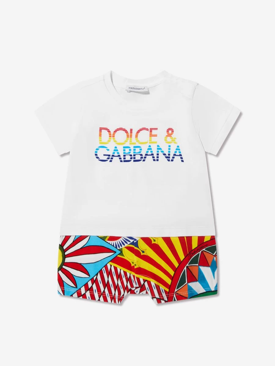 Dolce & Gabbana Kids Baby Boys Multicolored Logo Romper - Stylish & Comfortable Outfit