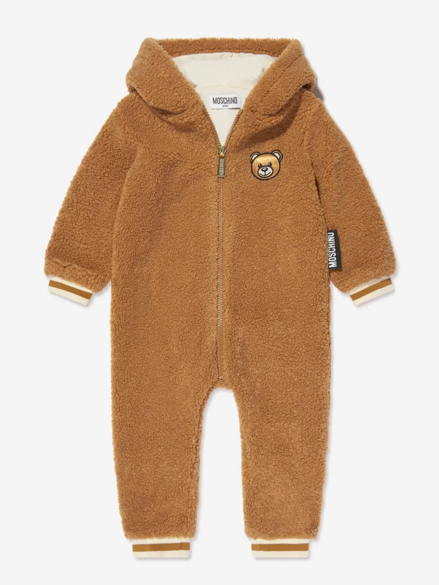 Moschino Kids Girls Brown Teddy Bear Romper - Adorable Baby Outfit