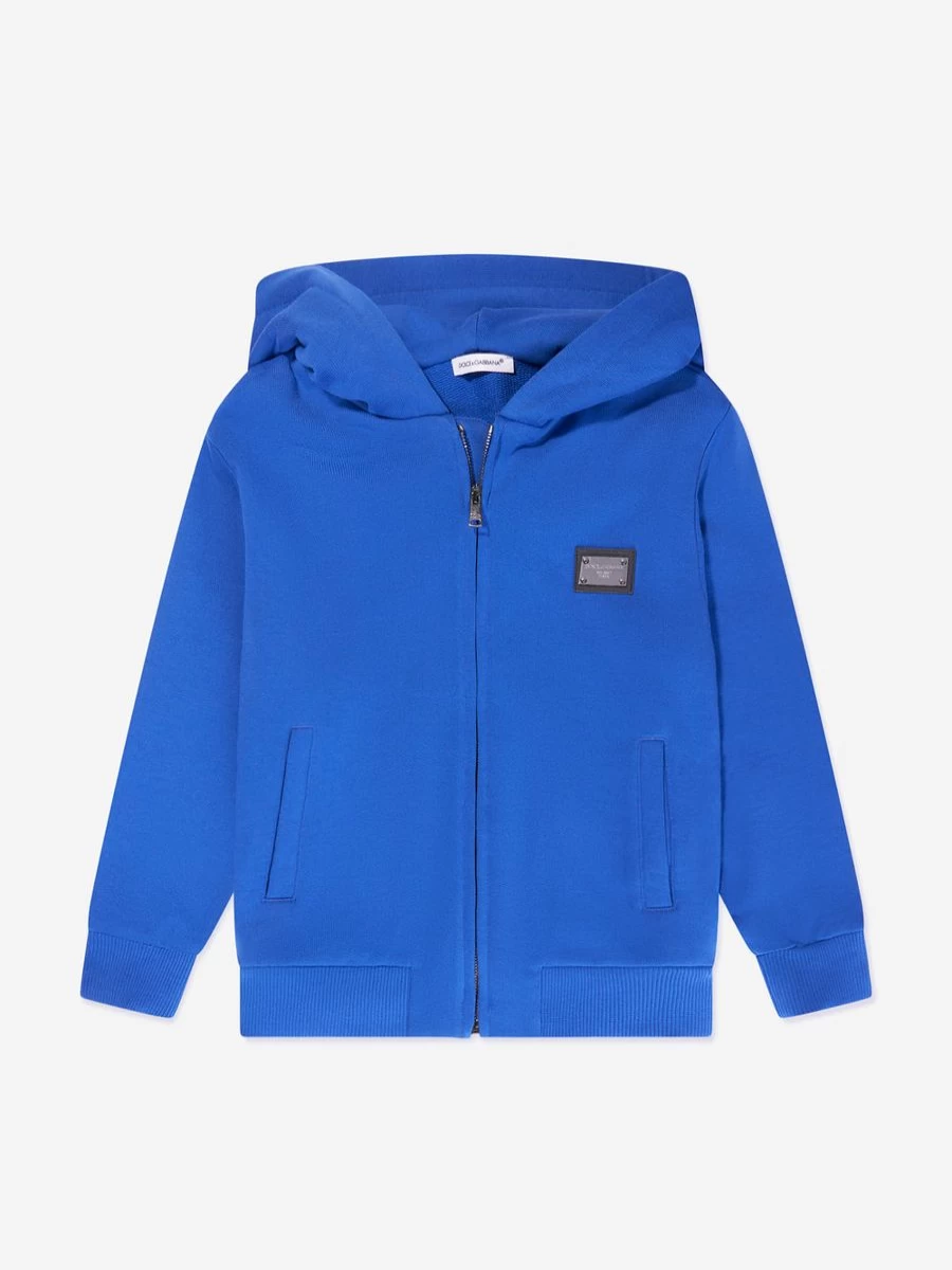 Dolce & Gabbana Kids Boys Navy Logo Zip Up Hoodie Jacket