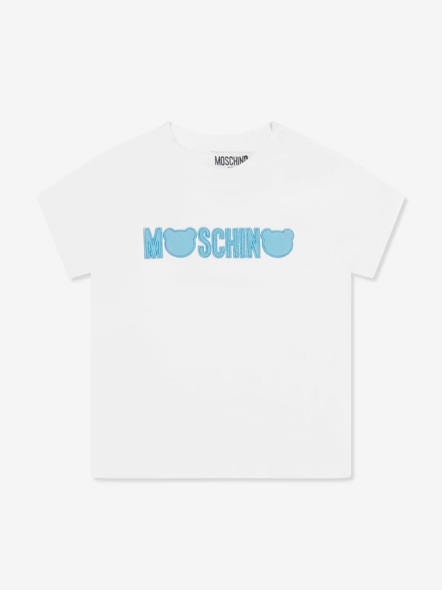 Moschino Kids Boys White Teddy Bear Logo T-Shirt
