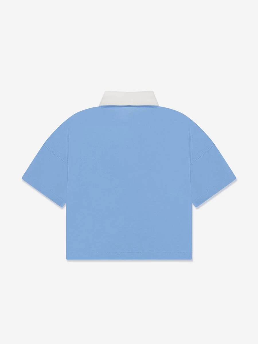 Palm Angels Boys Blue Flames Oversized Polo Shirt for Streetwear Fashion