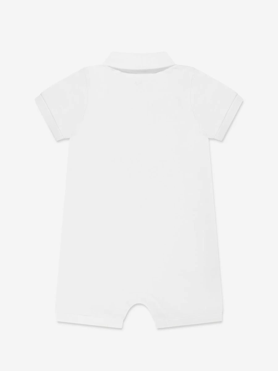 Guess Baby Boys White Logo Romper - Soft Cotton Bodysuit for Infants