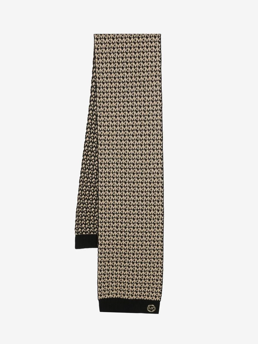Michael Kors Girls Black Logo Scarf for Kids - Stylish Winter Accessory