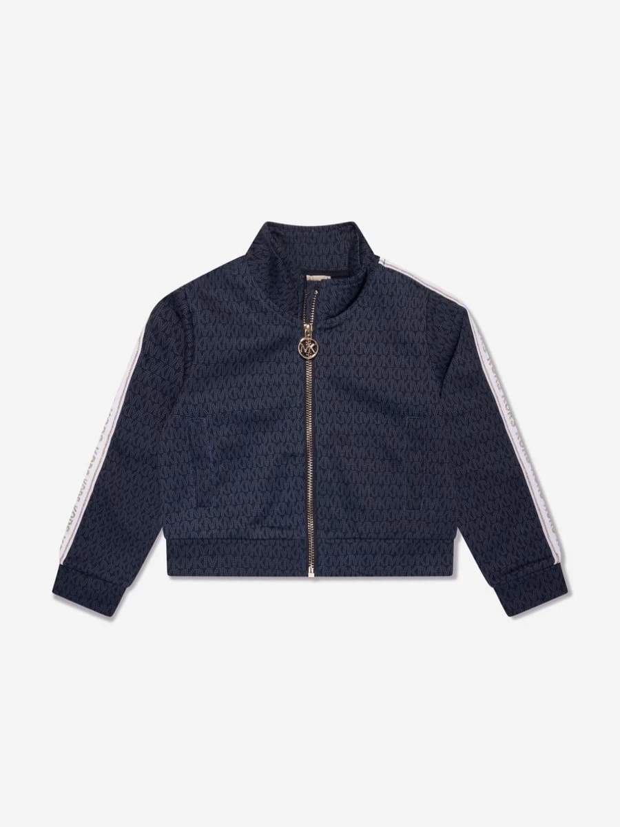 Michael Kors Girls Navy Logo Zip-Up Hoodie