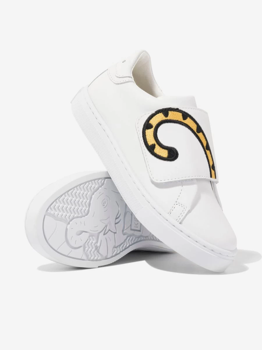 KENZO KIDS Girls' White Leather Kotora Sneakers for Toddlers and Children