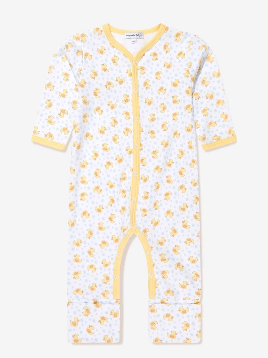 Magnolia Baby Girls' Yellow Rubber Ducky Printed Playsuit - Adorable Duck Design