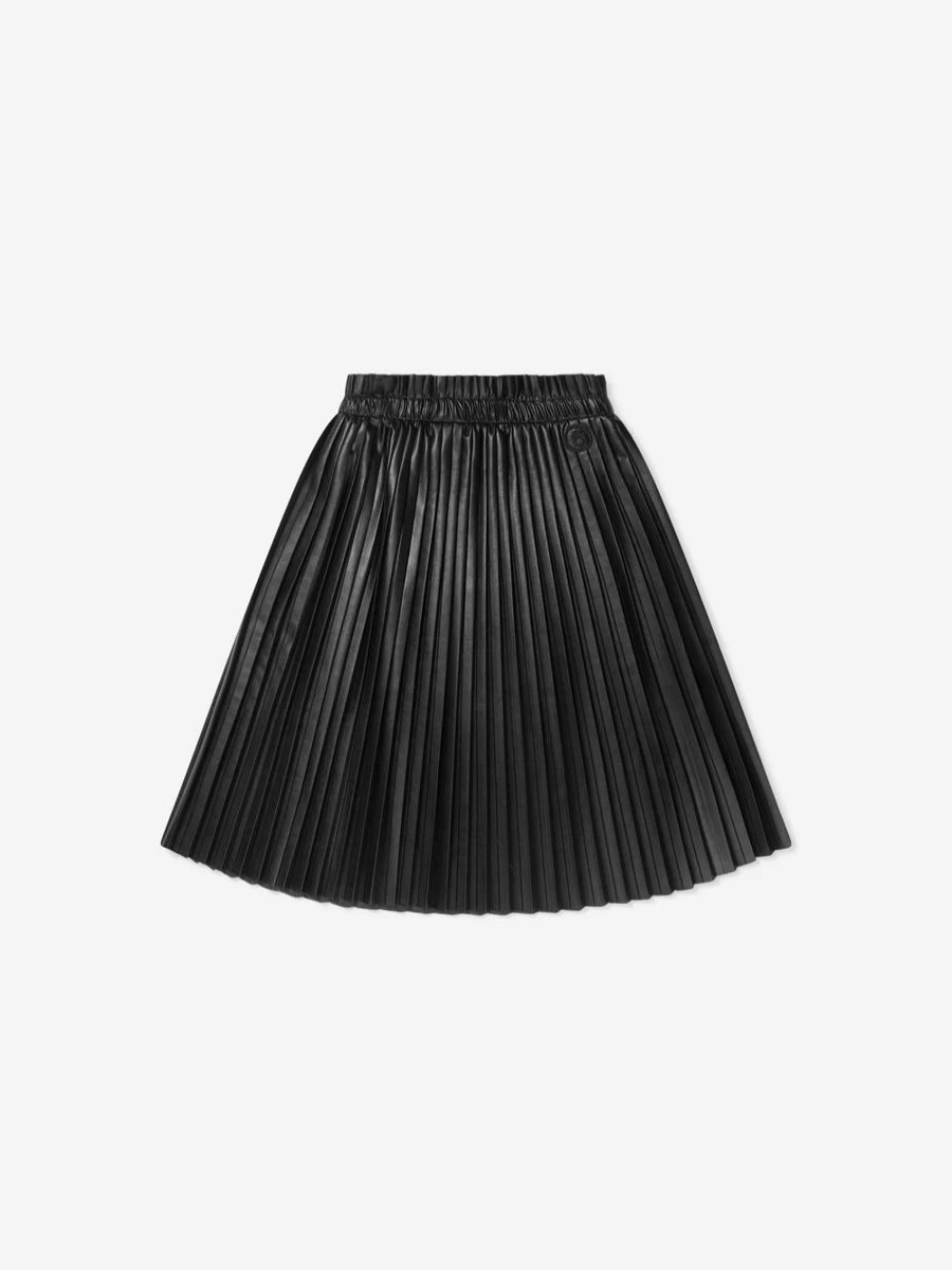 MM6 Maison Margiela Girls' Faux Leather Pleated Skirt for Kids | Stylish Designer Skirt for Girls