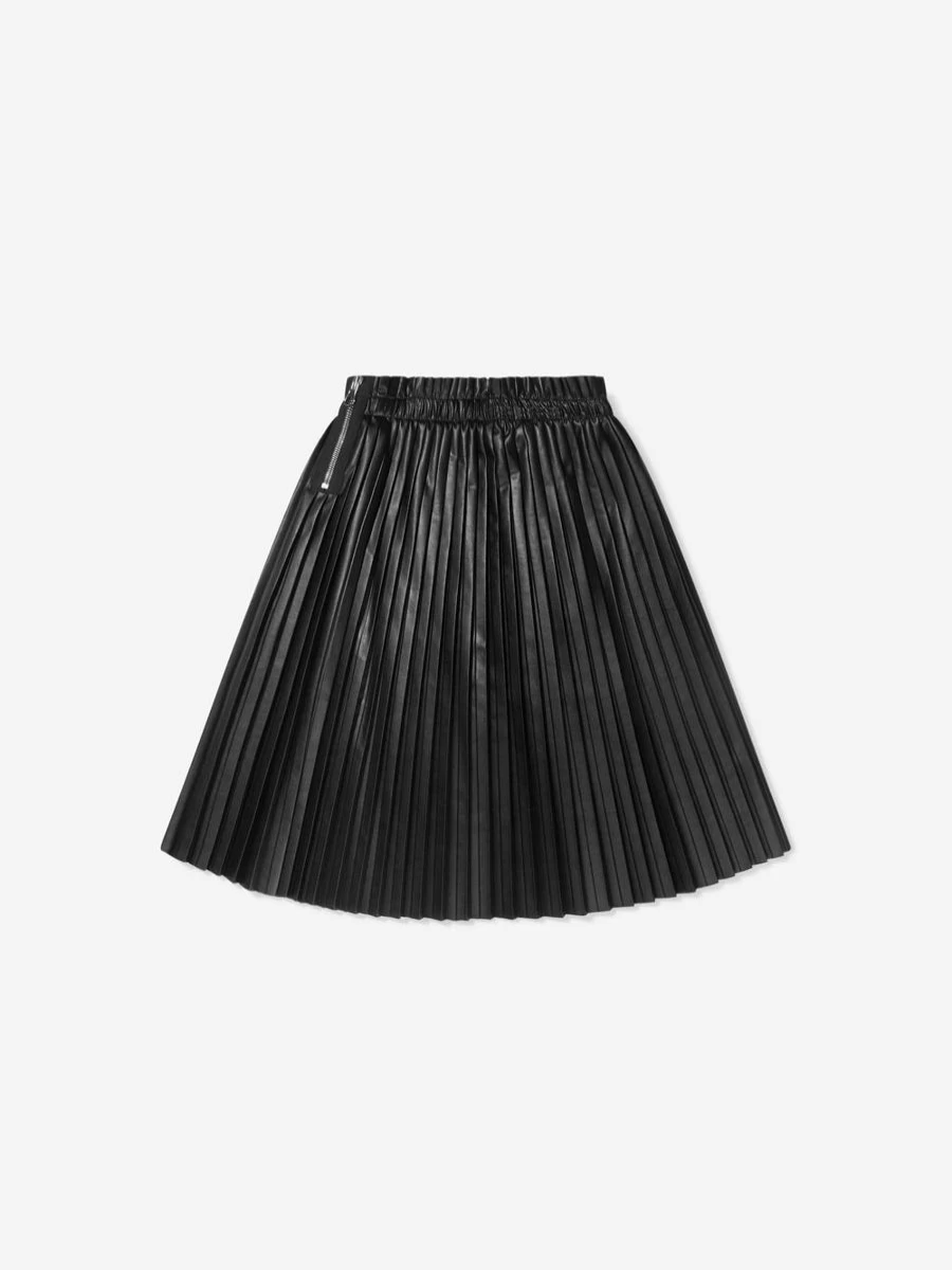 MM6 Maison Margiela Girls' Faux Leather Pleated Skirt for Kids | Stylish Designer Skirt for Girls