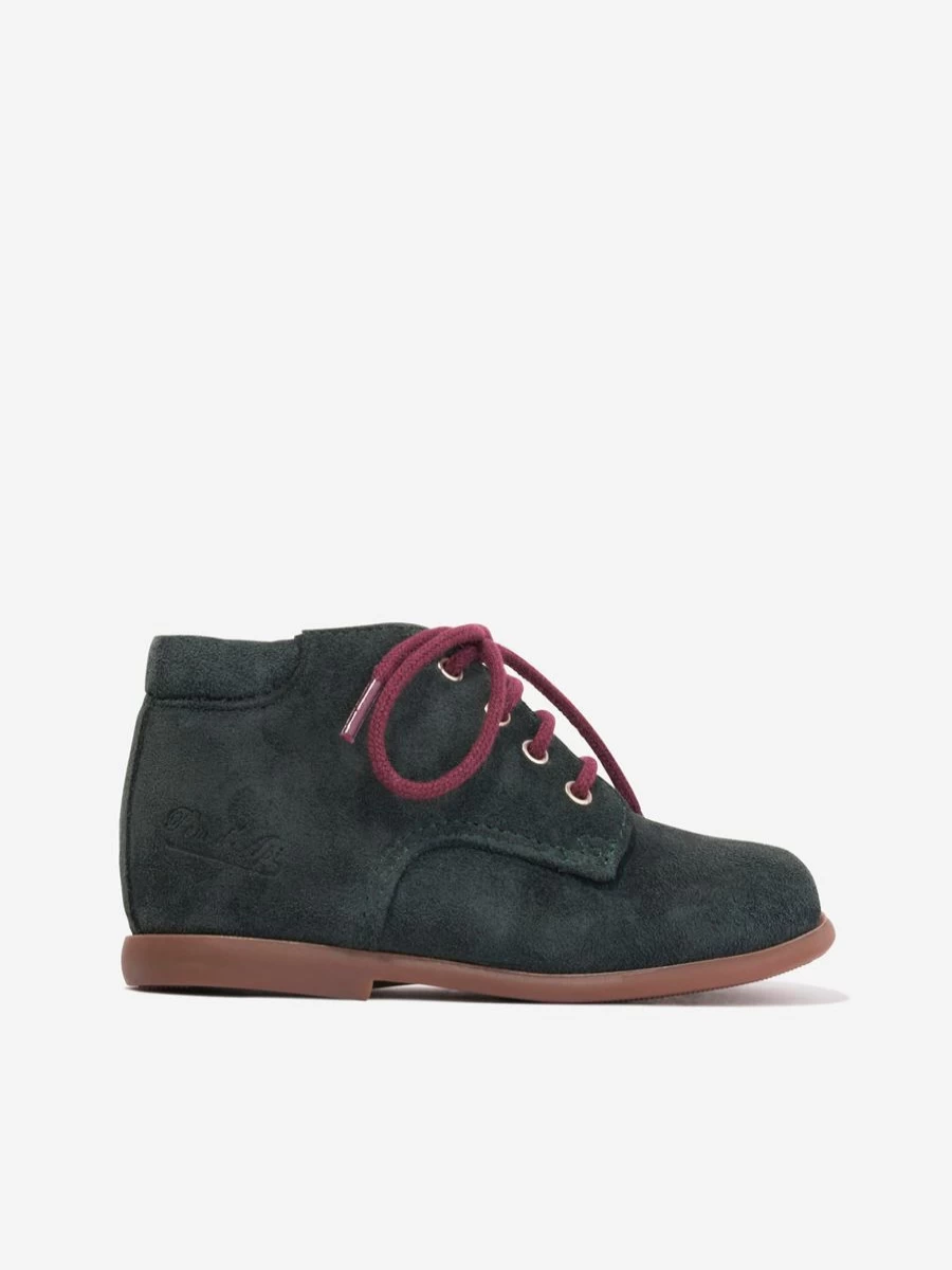 Pom D'Api Baby Boys Green Suede Nioupi Derby Boots for Toddlers