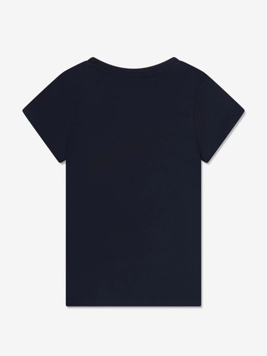 Chloé Girls Navy Logo T-Shirt for Kids - Stylish Cotton Tee with Branded Design