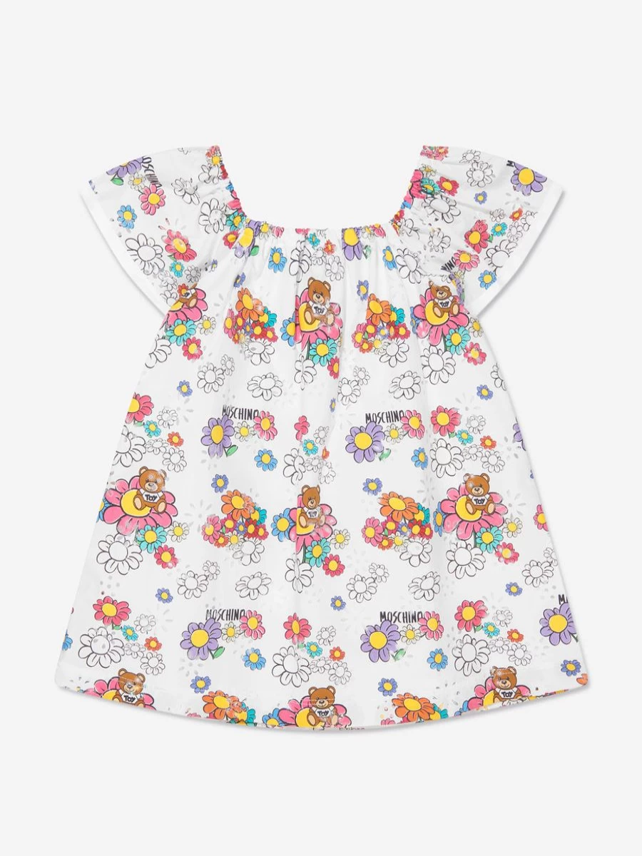Moschino Kids Baby Girls White Teddy Flower Dress