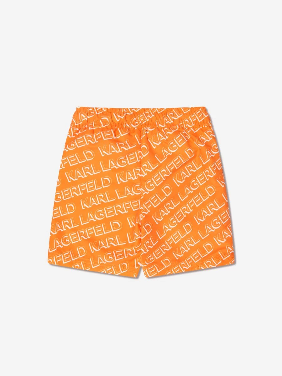Karl Lagerfeld Boys' Orange Logo Print Swim Shorts for Kids