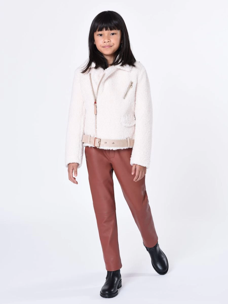 Chloé Crimson Leather Trousers for Teen Girls - Stylish High-Waisted Faux Leather Pants