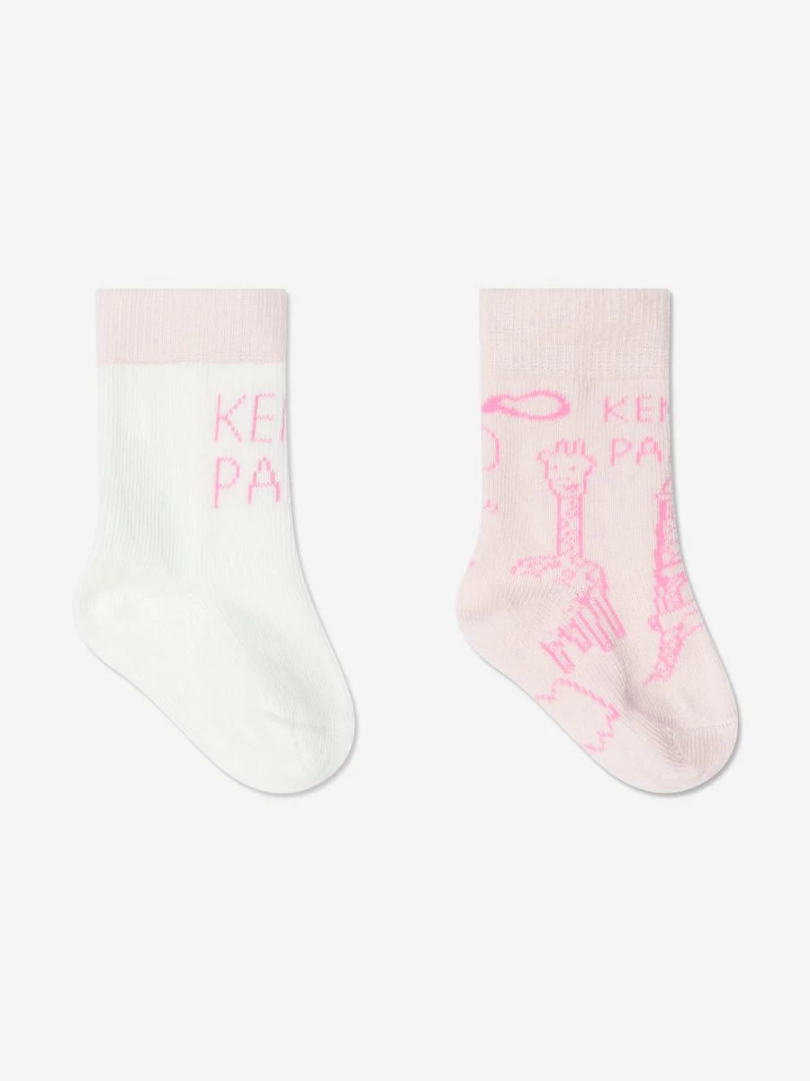 KENZO KIDS Baby Girls Pink Socks Set - 2 Pack Soft Comfortable Toddler Socks