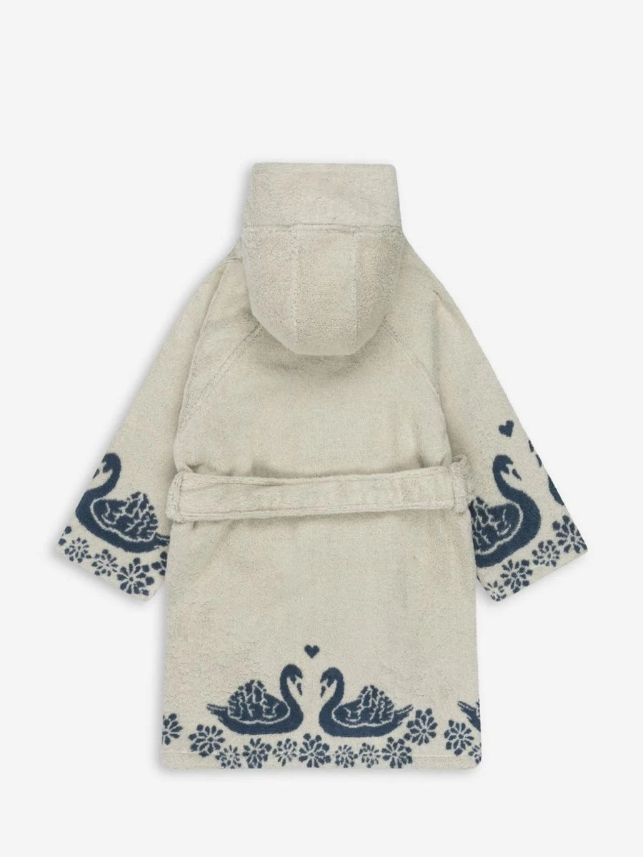 Konges Slojd Girls Blue Swan Terry Bathrobe for Kids