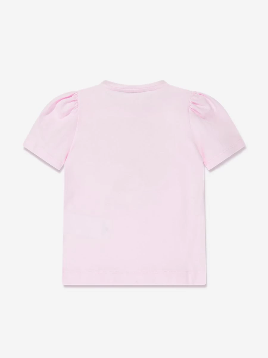 Monnalisa Pink Glitter Rose Graphic T-Shirt for Girls - Sparkling Casual Top
