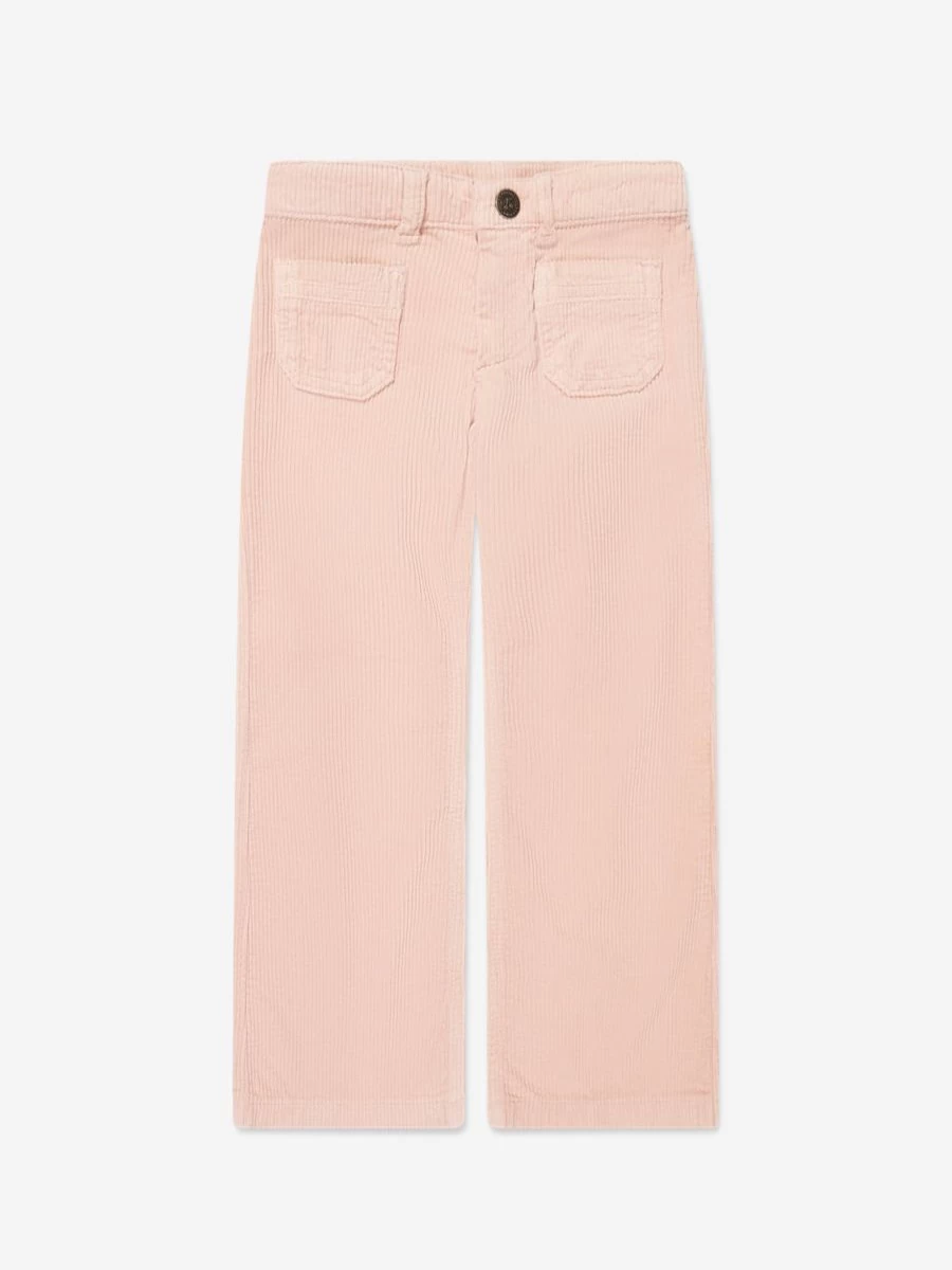 Bonpoint Girls Junon Wide Leg Trousers in Pink - High Waist Comfortable Casual Pants for Toddlers and Kids