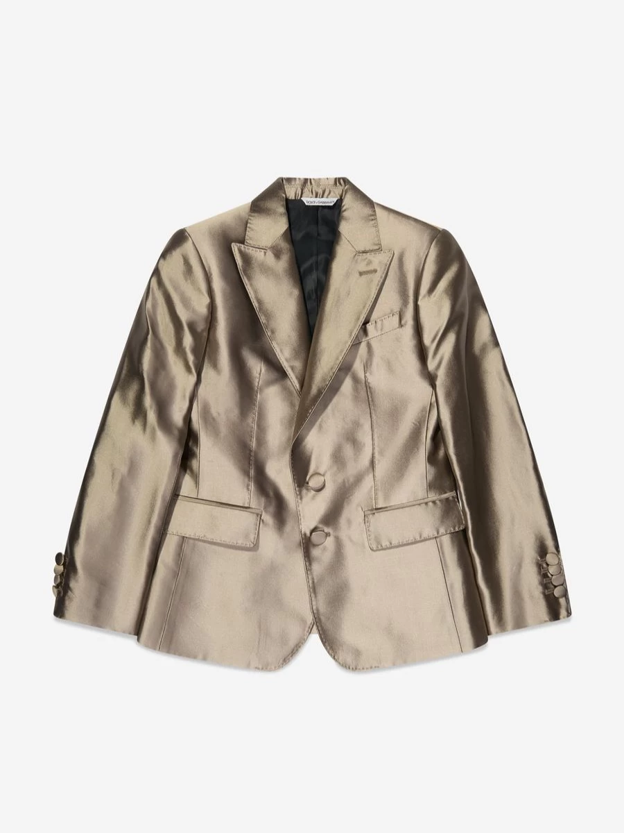 Dolce & Gabbana Kids Boys Gold Silk Blazer for Formal Occasions