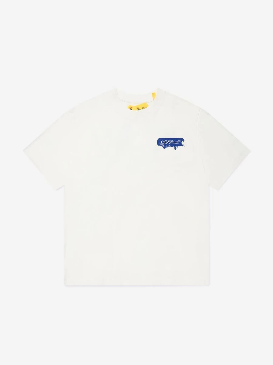 Off-White Boys White Paint Graphic T-Shirt