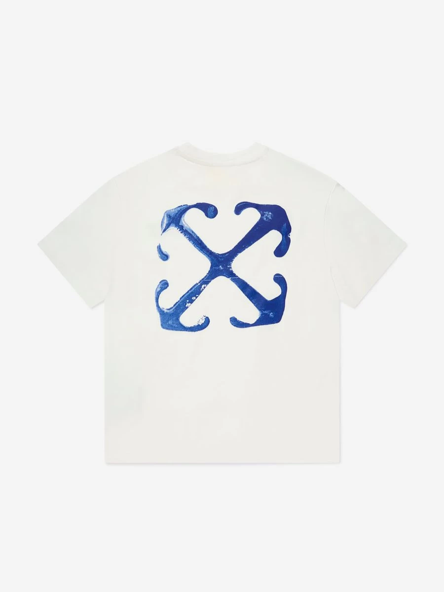 Off-White Boys White Paint Graphic T-Shirt
