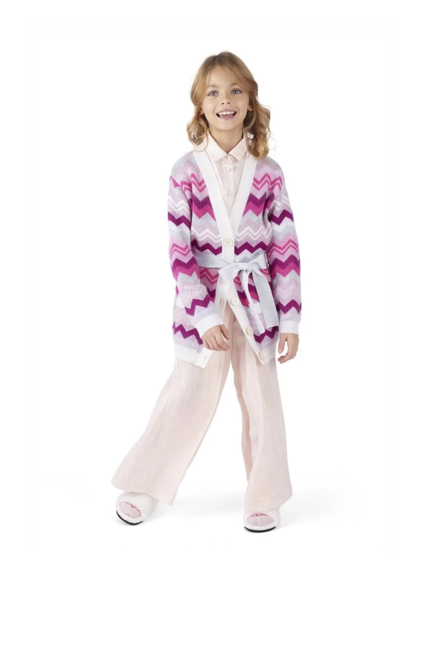 Missoni Pink Zigzag Cardigan for Girls - Knitwear Fashion