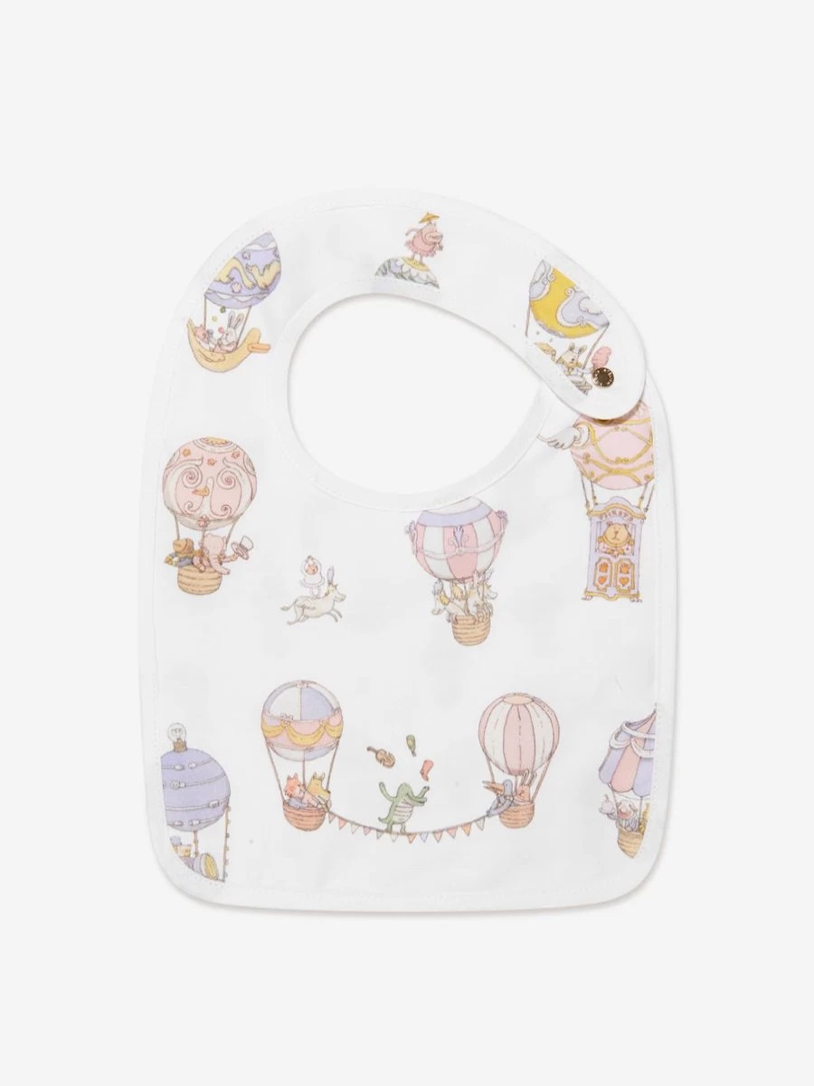 Atelier Choux Pastel Circus White Baby Bib - Soft Large Organic Cotton Drool Bib for Infants