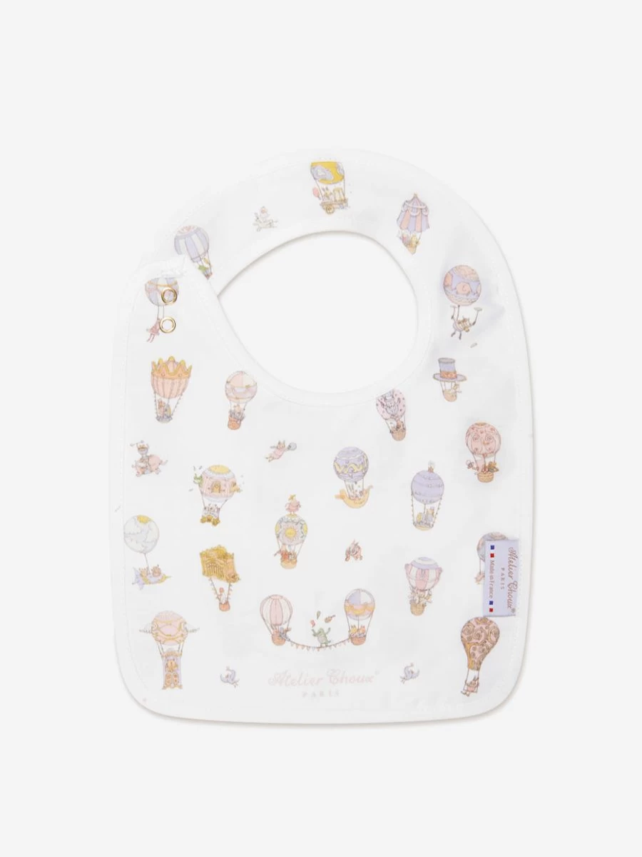 Atelier Choux Pastel Circus White Baby Bib - Soft Large Organic Cotton Drool Bib for Infants