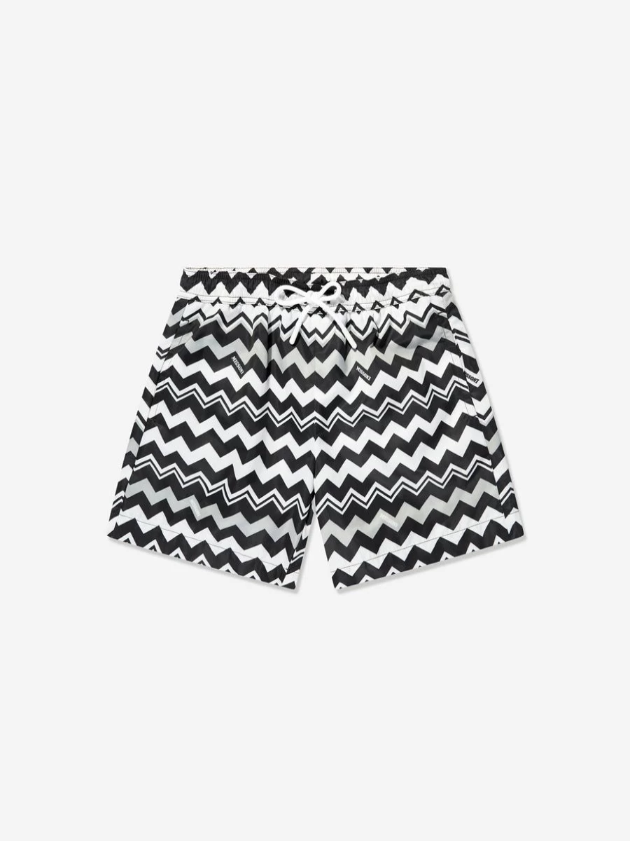 Missoni Boys Black Zigzag Print Swim Shorts for Beach & Pool