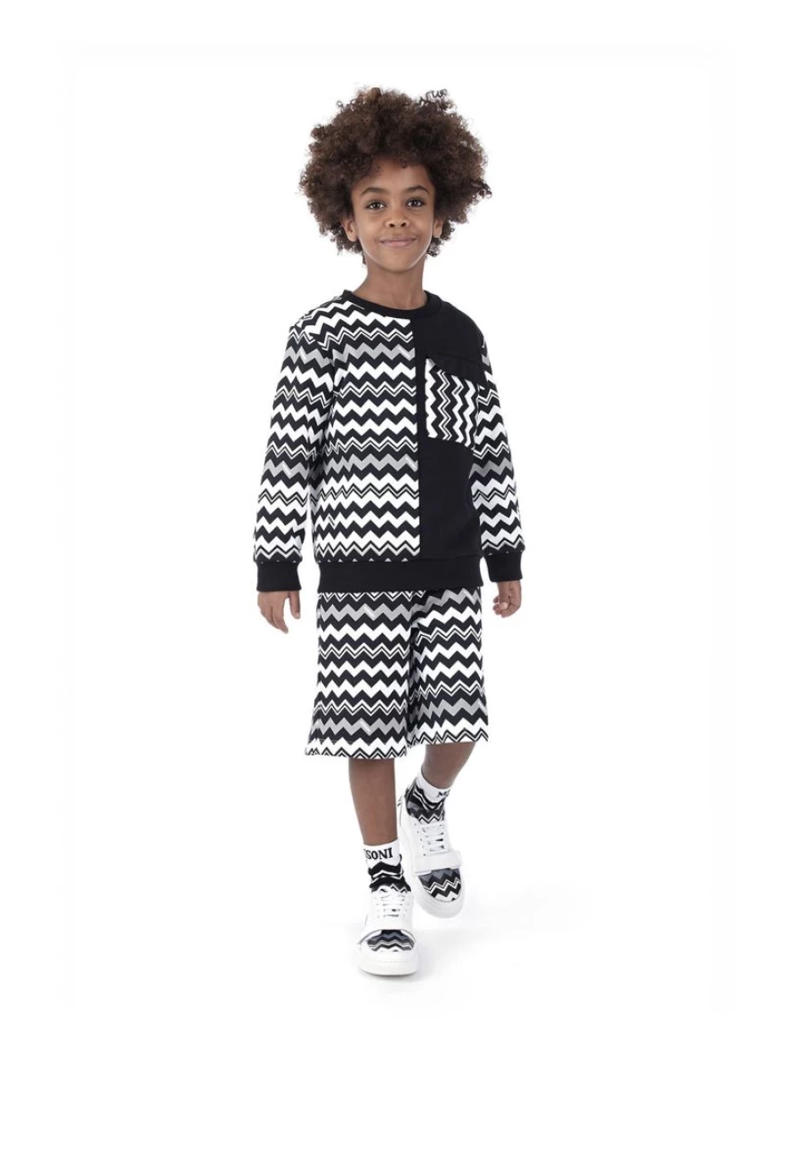 Missoni Boys Black Zigzag Print Swim Shorts for Beach & Pool