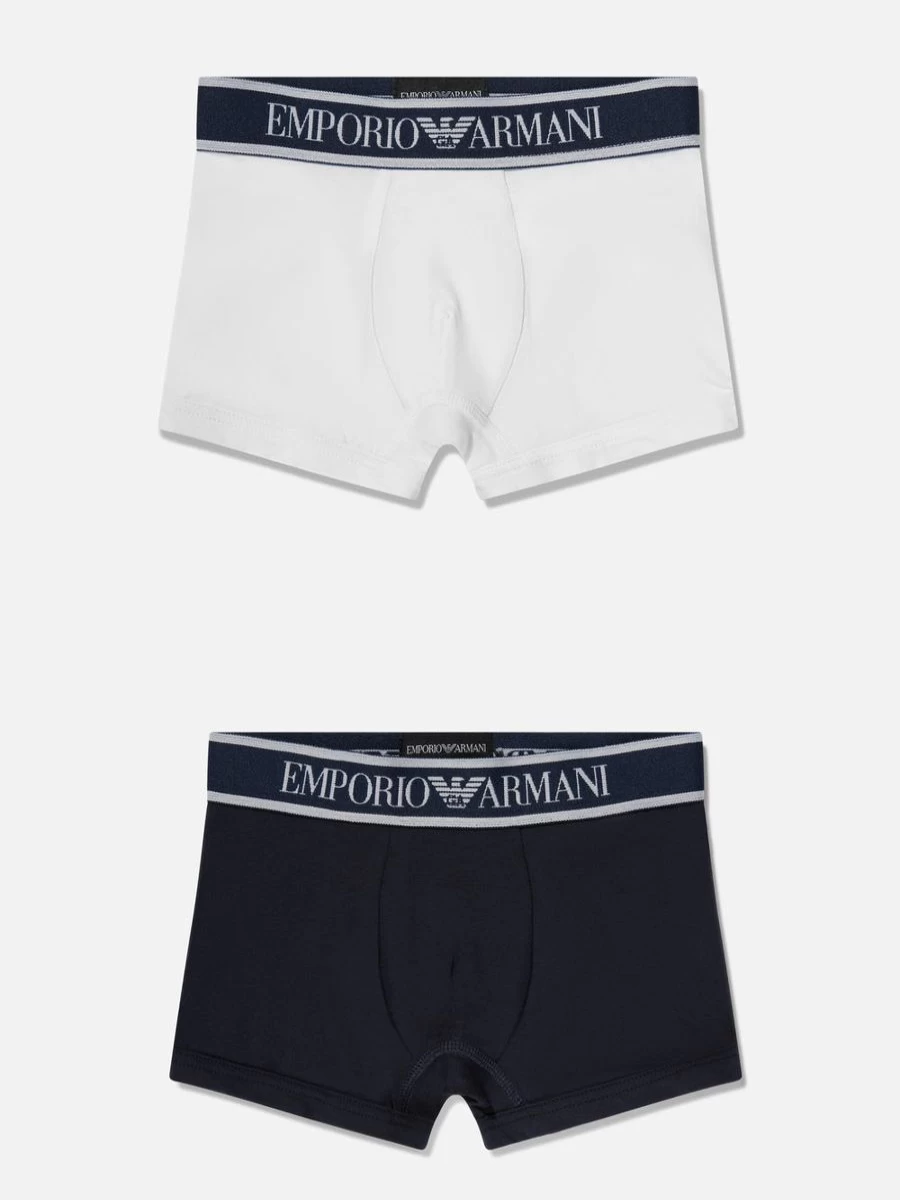 Emporio Armani Boys 2-Pack Navy Boxer Shorts Set - Premium Cotton Underwear